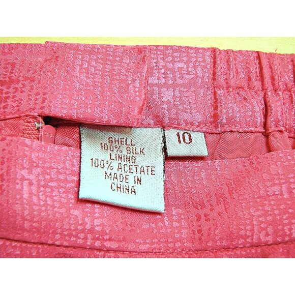 Adrianna Papell Suit Set Womens 10 Hot Pink Brocade Silk Blend Skirt Blazer 2 Pc - Picture 8 of 12